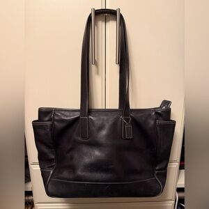 Coach Vintage Black Leather Diaper/Laptop/Tote Bag